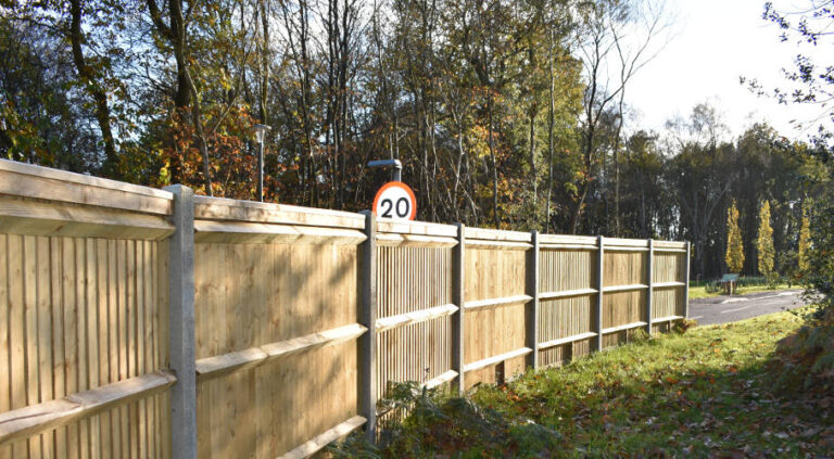 Closeboard Fencing set up by a roadside