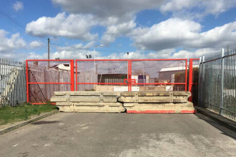 Concrete Barriers Blocking a Gate