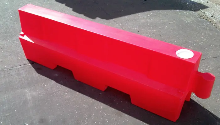 Close up image of a plastic EVO Road Barrier from Maltaward