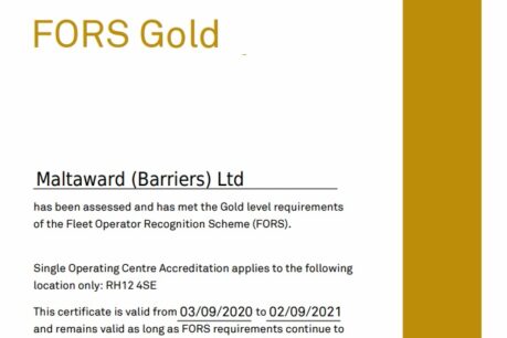 FORS Gold 2020 certificate image