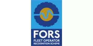 Blue and yellow FORS logo with "Fleet Operator Recognition Scheme" text underneath. Blue and yellow FORS logo with "Fleet Operator Recognition Scheme" text underneath.