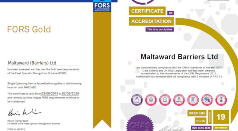 Maltaward FORS Gold and CHAS certificates image