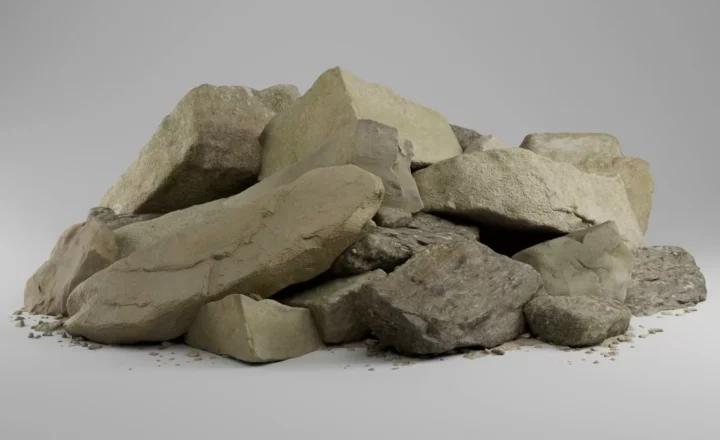 Natural quarry boulders used as rock barriers for enhanced perimeter security