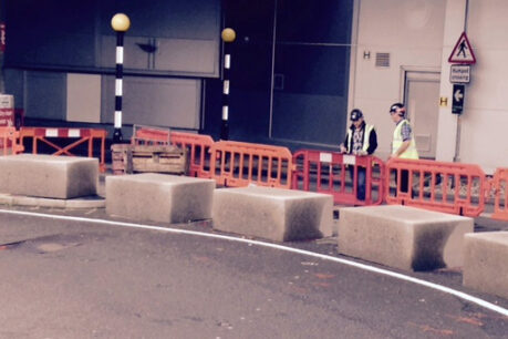 Permanent fitted concrete street furniture units at Heathrow