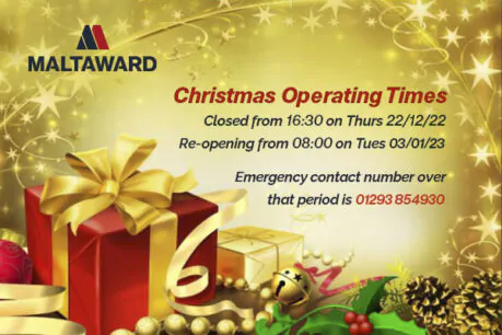 Christmas opening times announcement on a festive background with gifts and decorations.