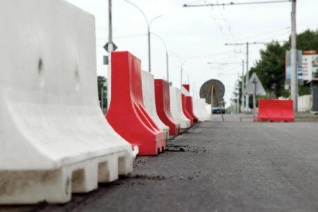 close-up of jersey barriers on a road