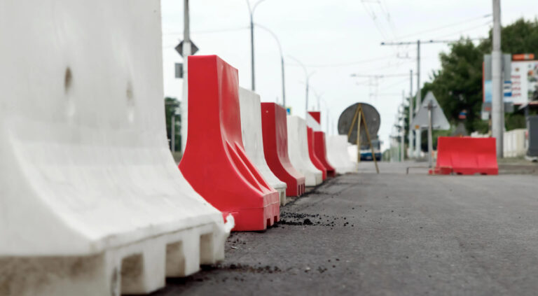 close-up of jersey barriers on a road